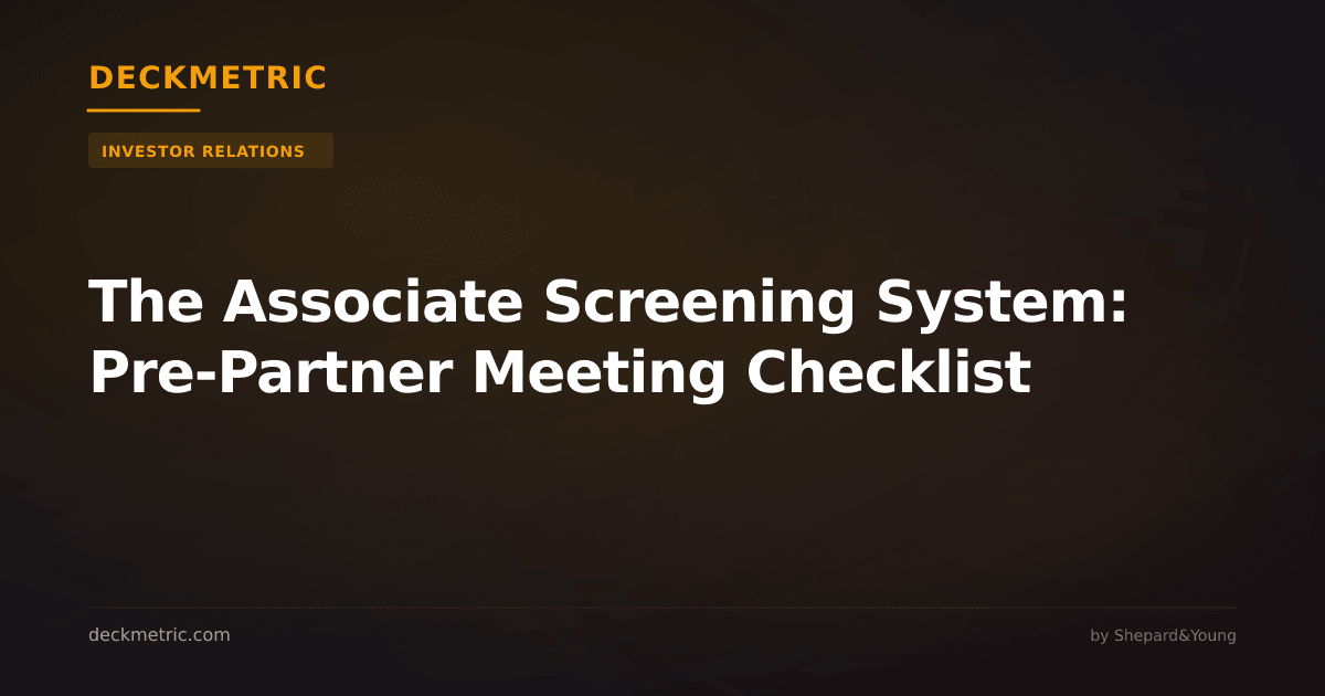 The Associate Screening System: Pre-Partner Meeting Checklist