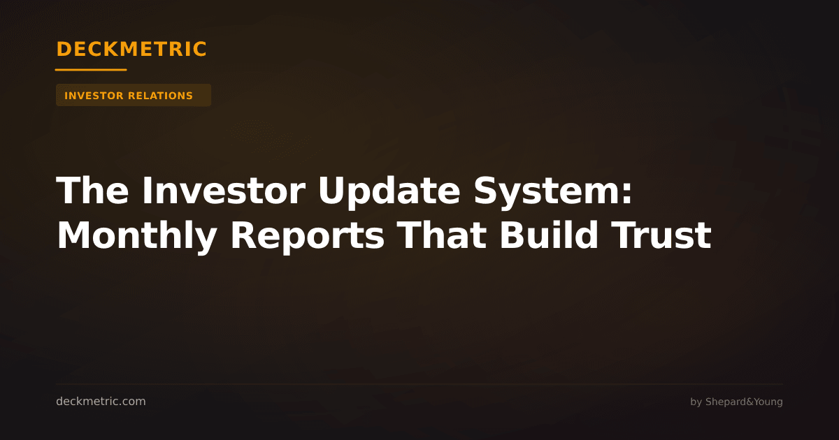 The Investor Update System: Monthly Reports That Build Trust