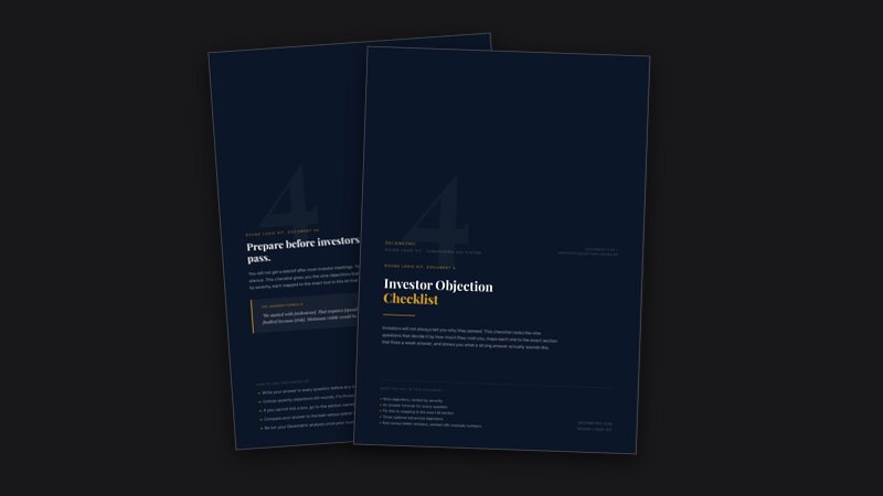 Preview of two pages from the Investor Objection Checklist PDF
