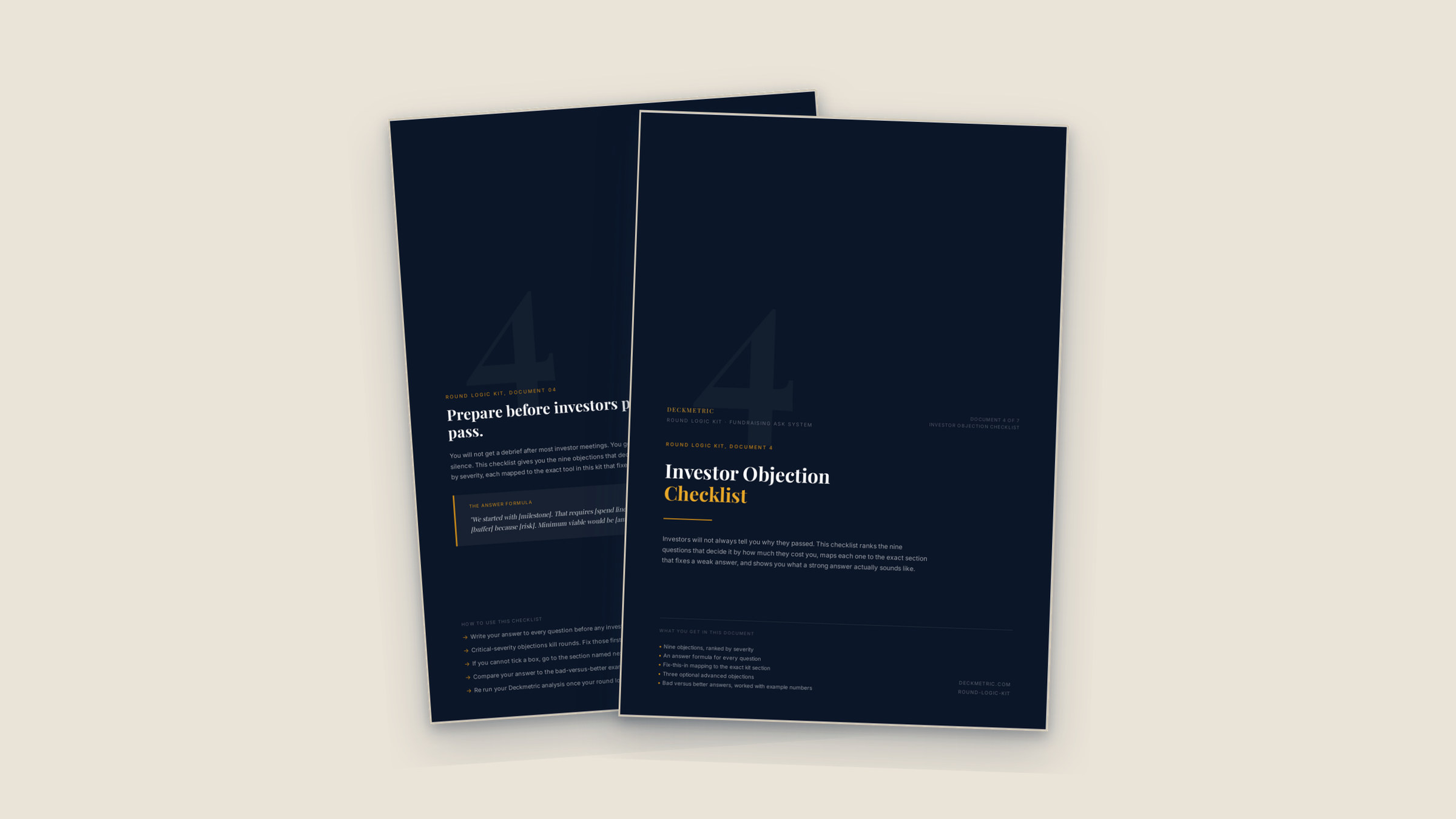 Preview of two pages from the Investor Objection Checklist PDF