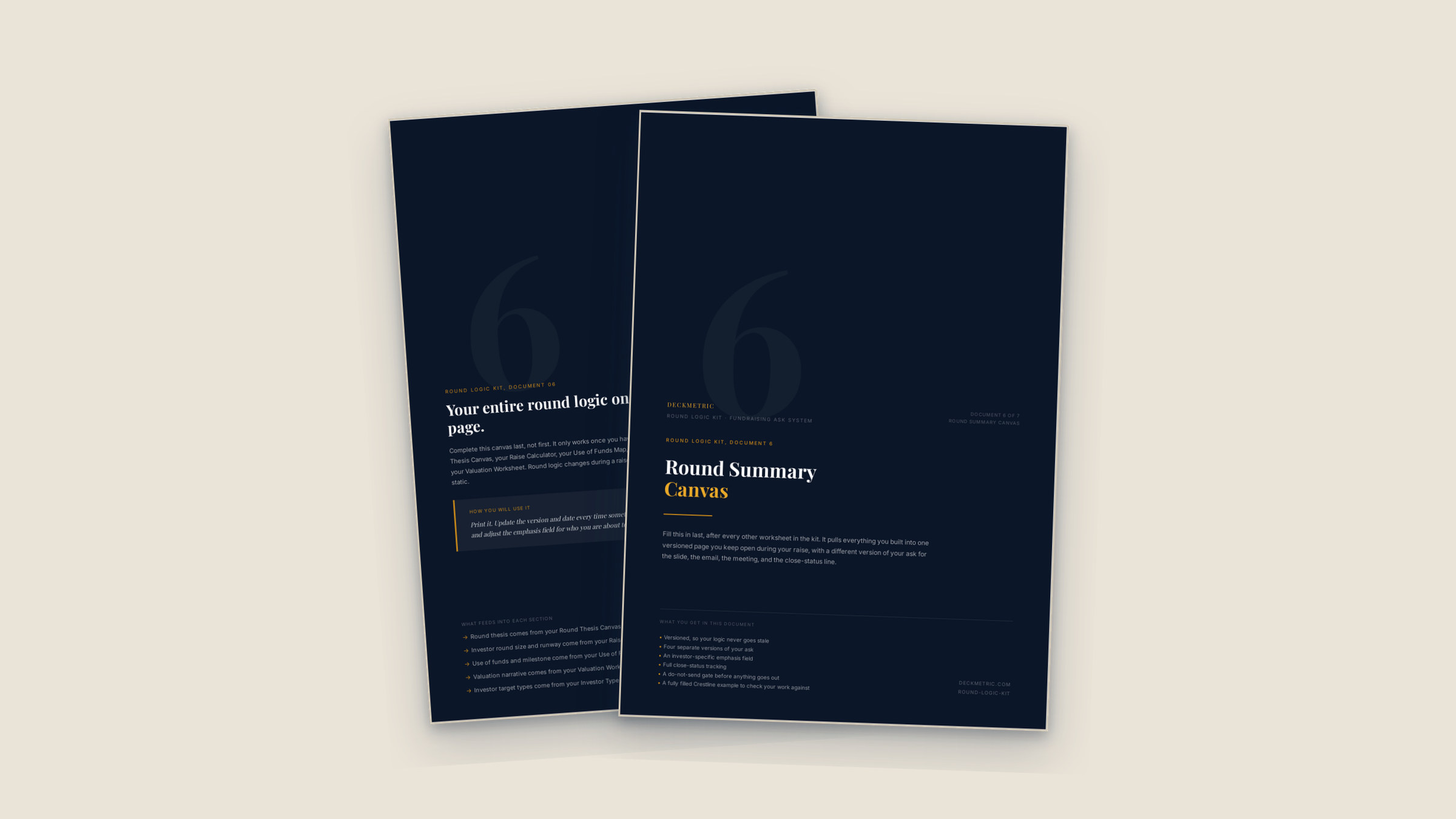 Preview of two pages from the Round Summary Canvas PDF