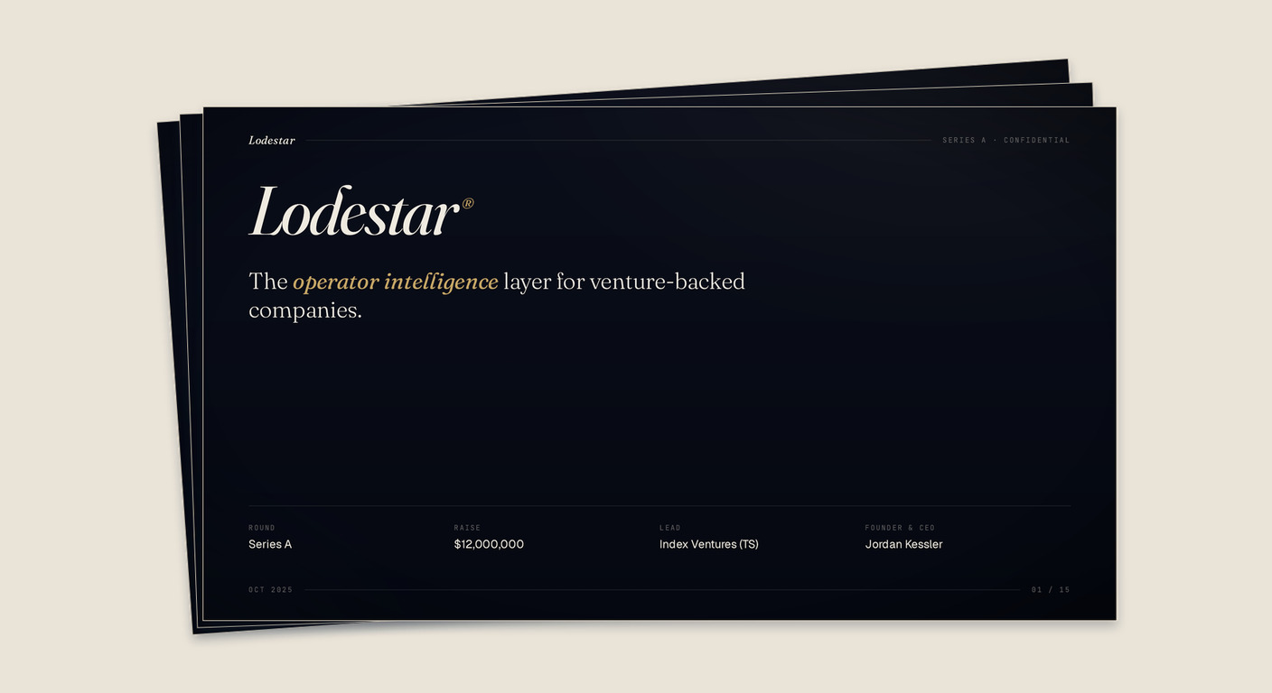 Lodestar Bio Series A sample pitch deck cover